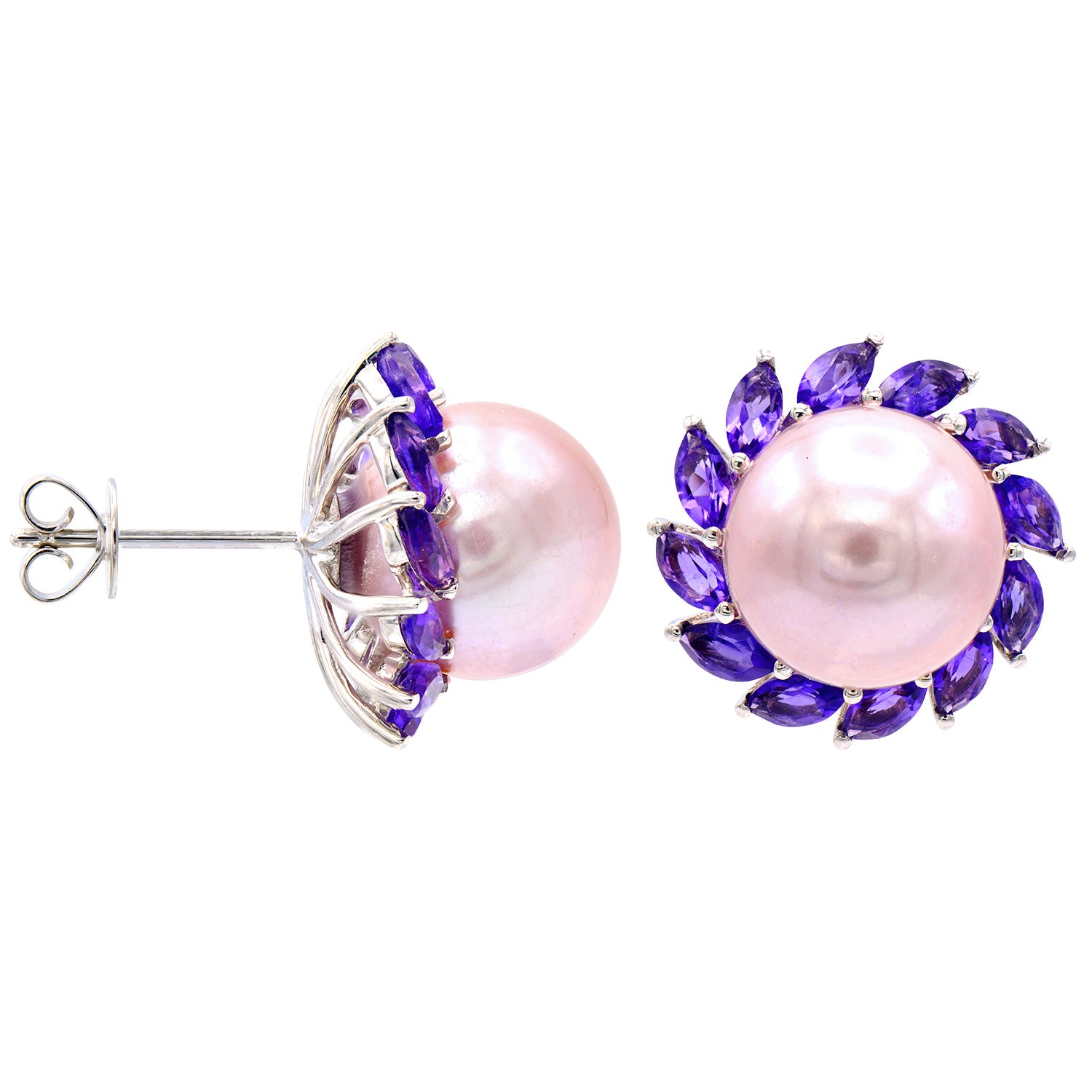 E012602-F - 14KW/2.5G P.FW Amethyst Earring 24MQ-1.81CT 10-11mm