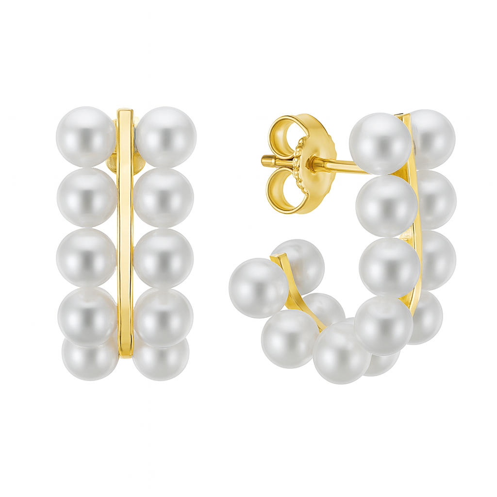 14K Yellow Gold Freshwater Pearl Earrings, 4-5mm