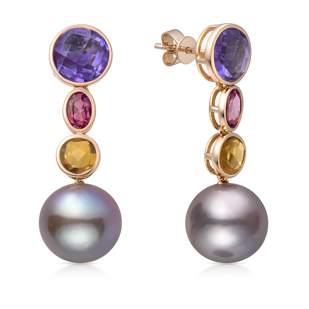 18K Rose Gold Opal Earrings, 11-12mm, 6.2ct
