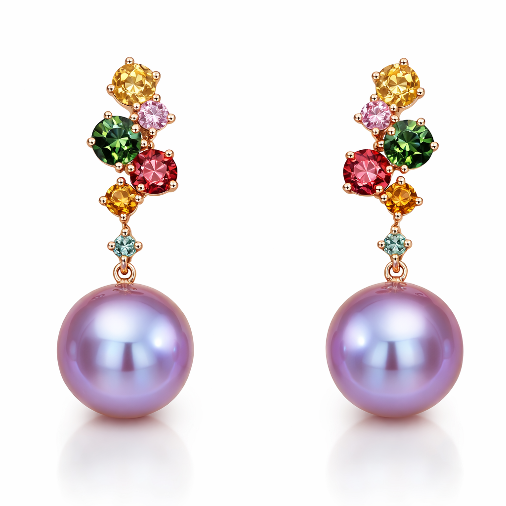 18K Rose Gold Freshwater Pearl Earrings, 11-12mm, 2.01ct