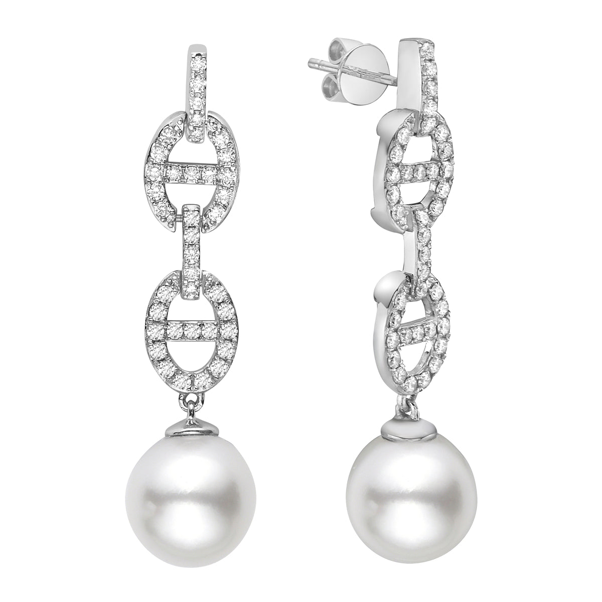 14KW/3.8G S.Sea Earring 76RD-0.57CT 9-10mm