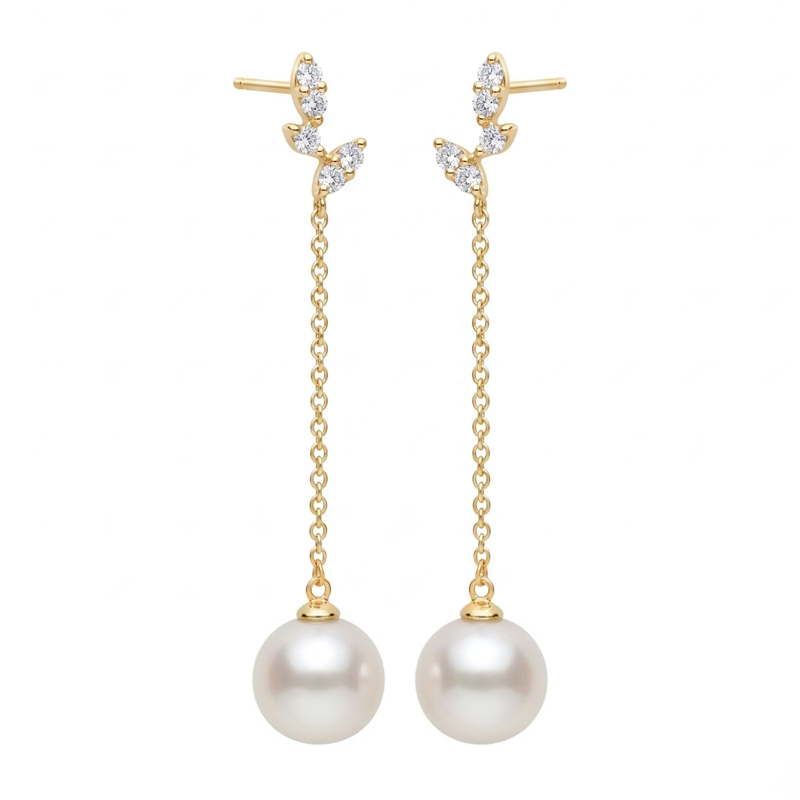 E012644Y - Earrings 14KY/1.4G 10RD-0.23CT W.FW 8-9mm