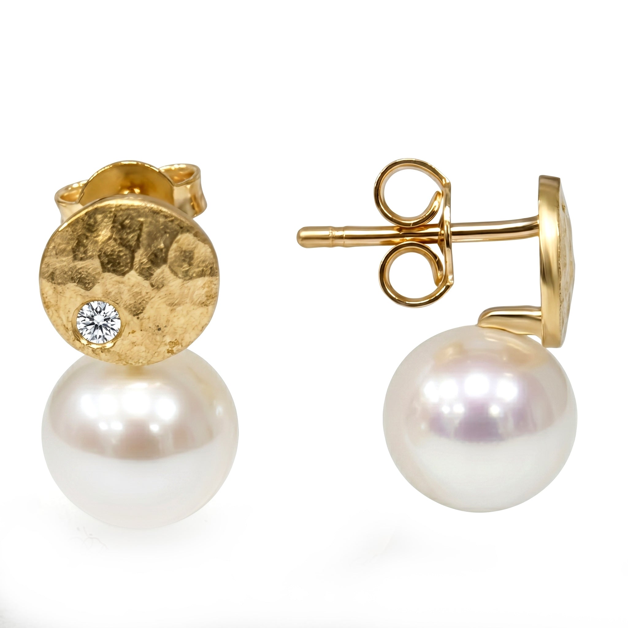E012646Y-F - Earring 14KY-1.4G 2D-0.04ct W.FW 8-9mm