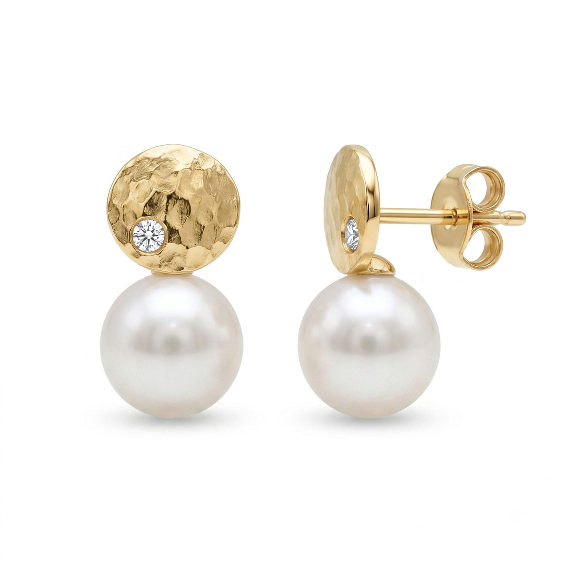 E012646Y-F - Earring 14KY-1.4G 2D-0.04ct W.FW 8-9mm