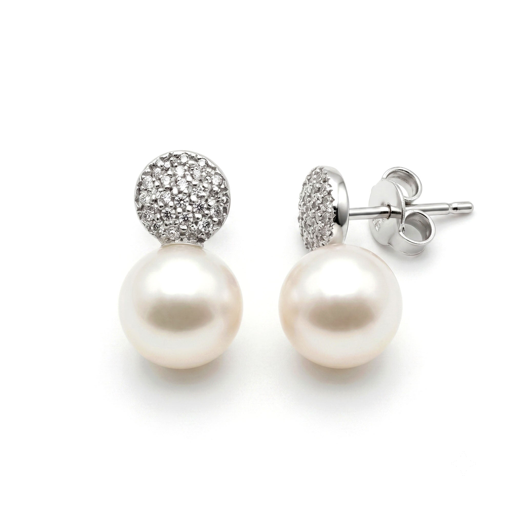 E012647 - Earring 14KW-1.42G 38D-0.16ct  W.FW 8-9mm