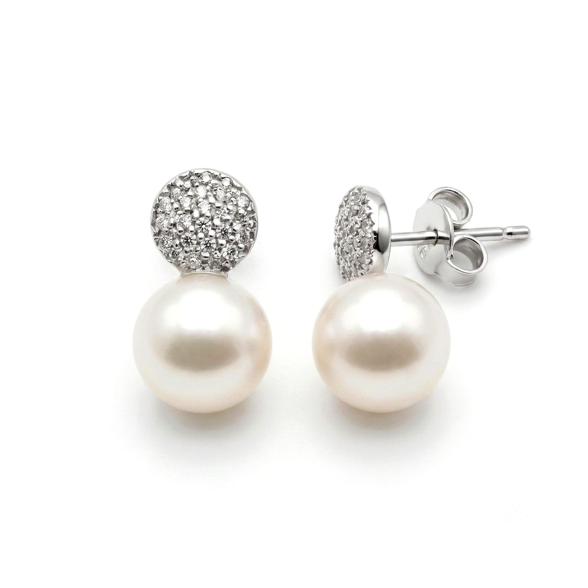 E012647 - Earring 14KW-1.42G 38D-0.16ct  W.FW 8-9mm