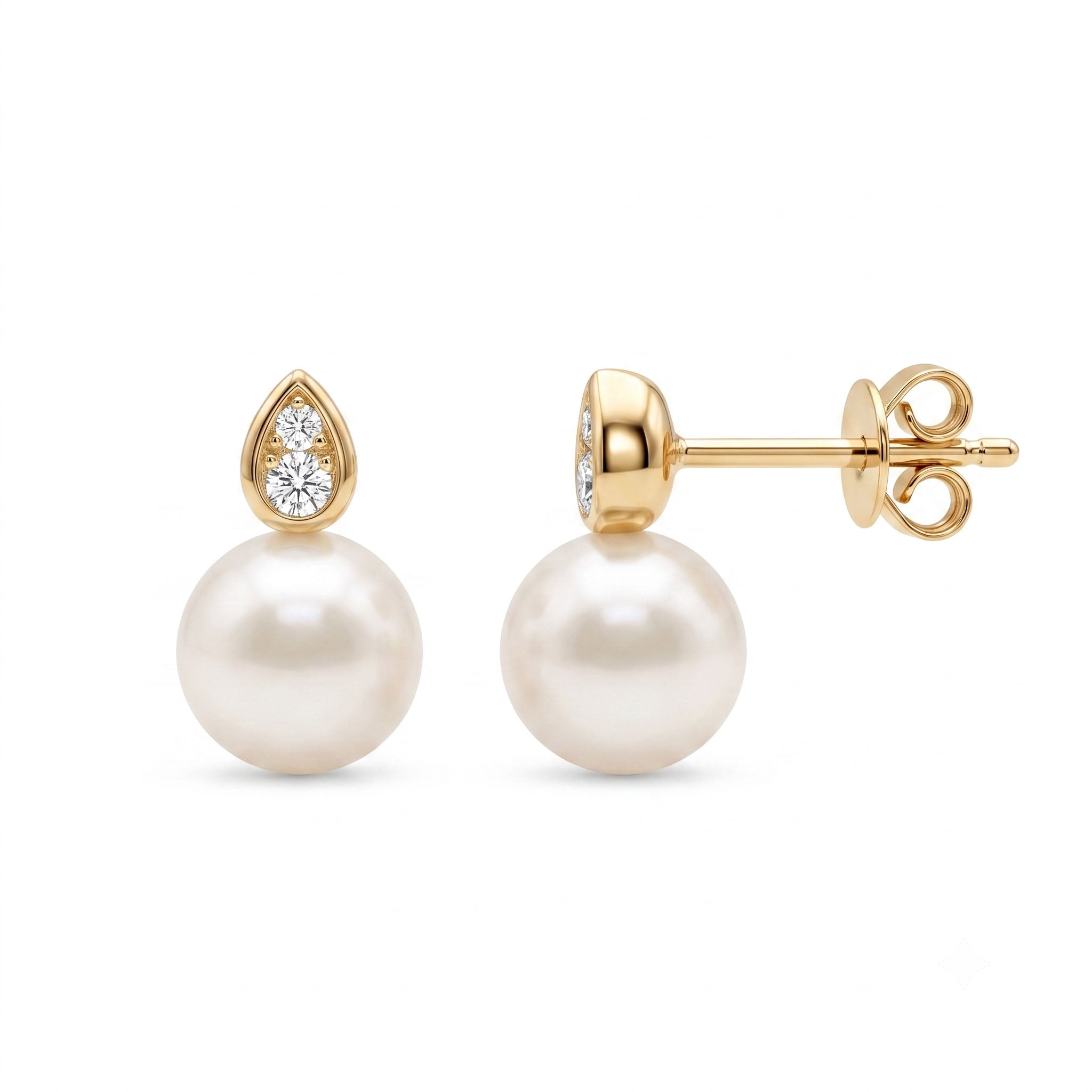 E012649Y-F - Earrings 14K-1.05G 4D-0.07ct W.FW 7-8mm