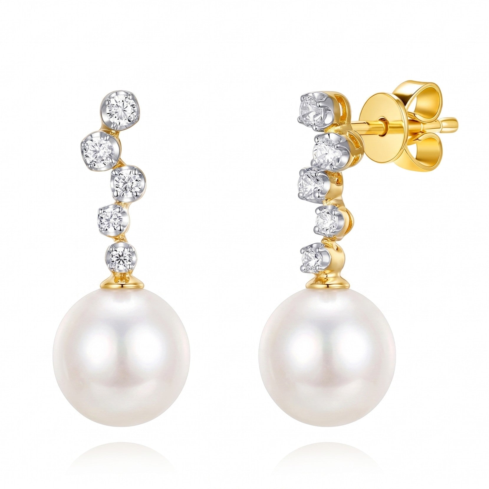 E012650Y-F - Earringt 14KY-1.26G 10D-0.20ct W.FW 7-8mm