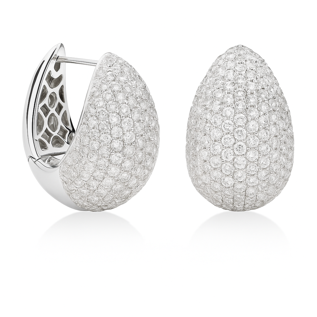 18K White Gold Diamond Huggie Earrings, 2.81ct