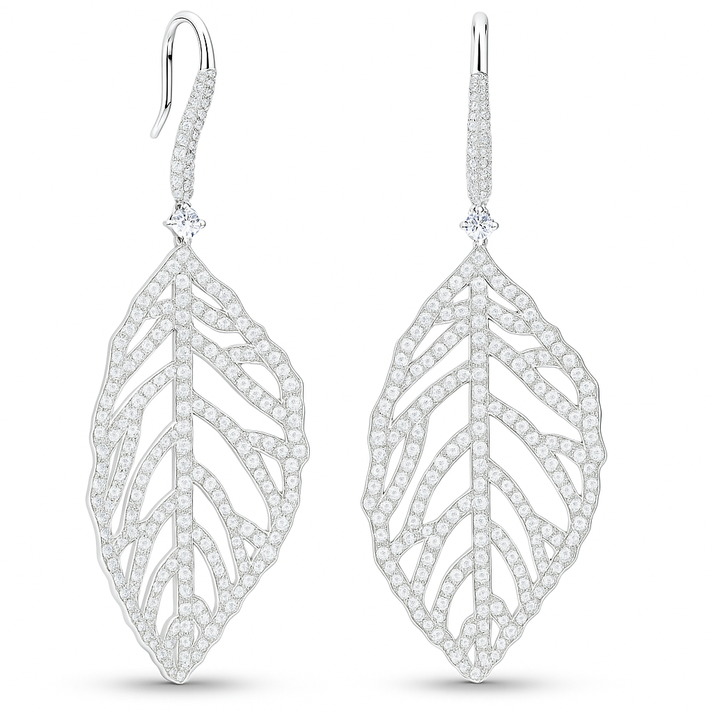 18K White Gold Diamond Hanging Earrings, 3.05ct