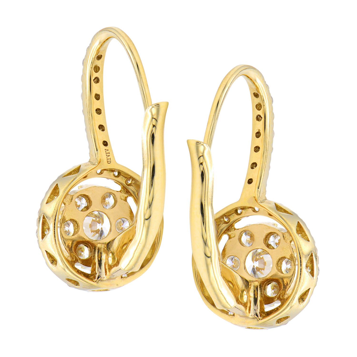 18K Yellow Gold Diamond Hanging Earrings, 0.82ct