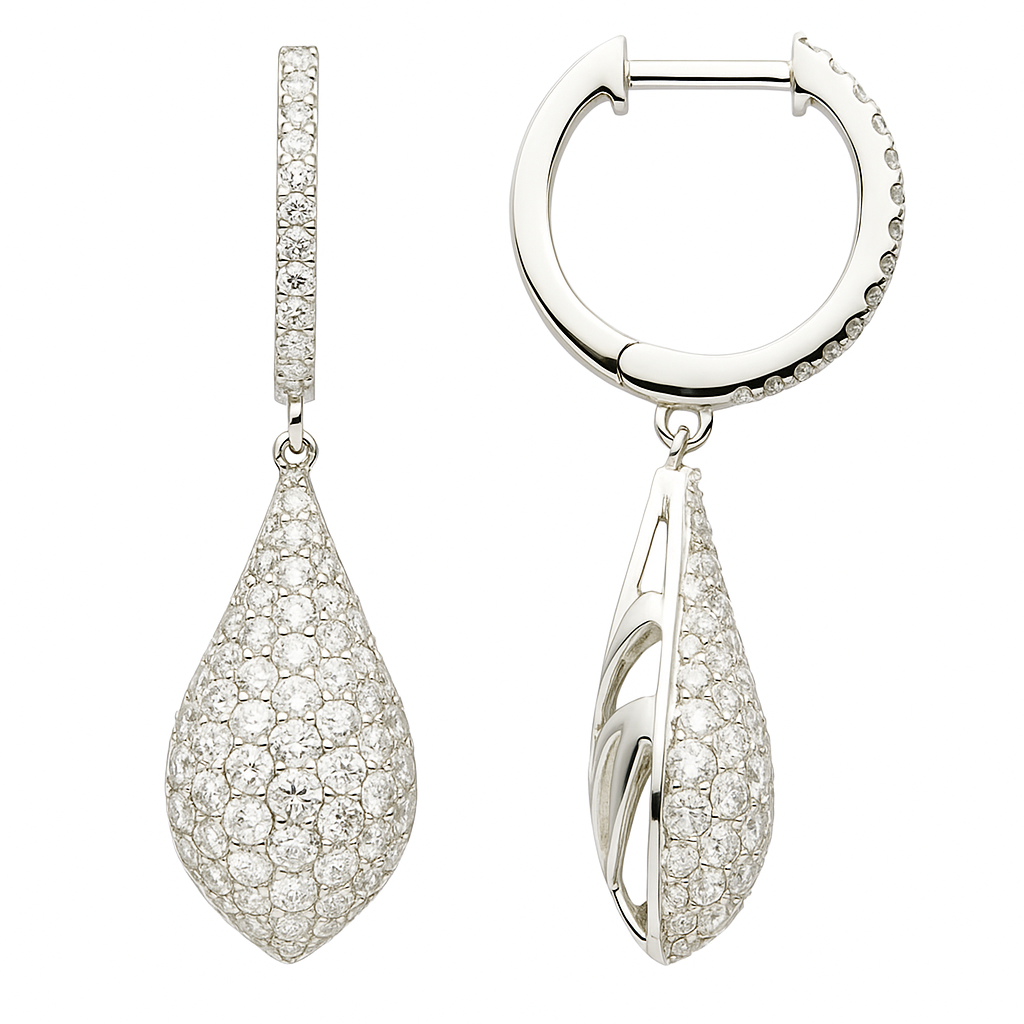 18K White Gold Diamond Hanging Earrings, 1.39ct