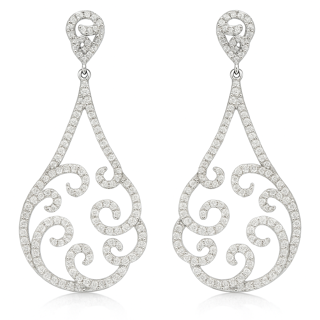 18K White Gold Hanging Earrings, 1.07ct