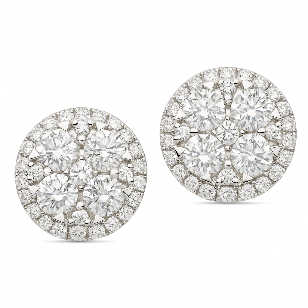 18K White Gold Stud Earrings, 2.03ct