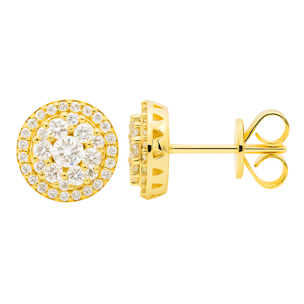 18K Yellow Gold Diamond Stud Earrings, 0.77ct