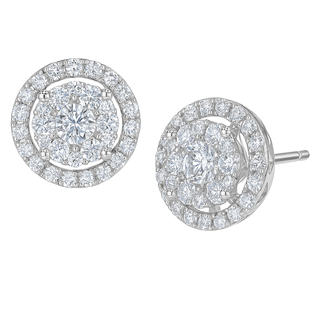 18K White Gold Diamond Stud Earrings, 0.77ct