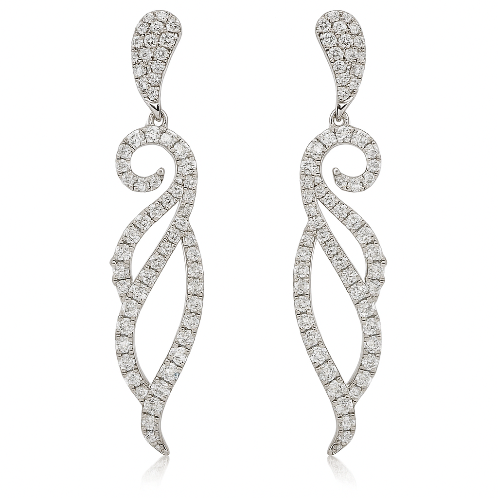 18K White Gold Hanging Earrings, 1.19ct