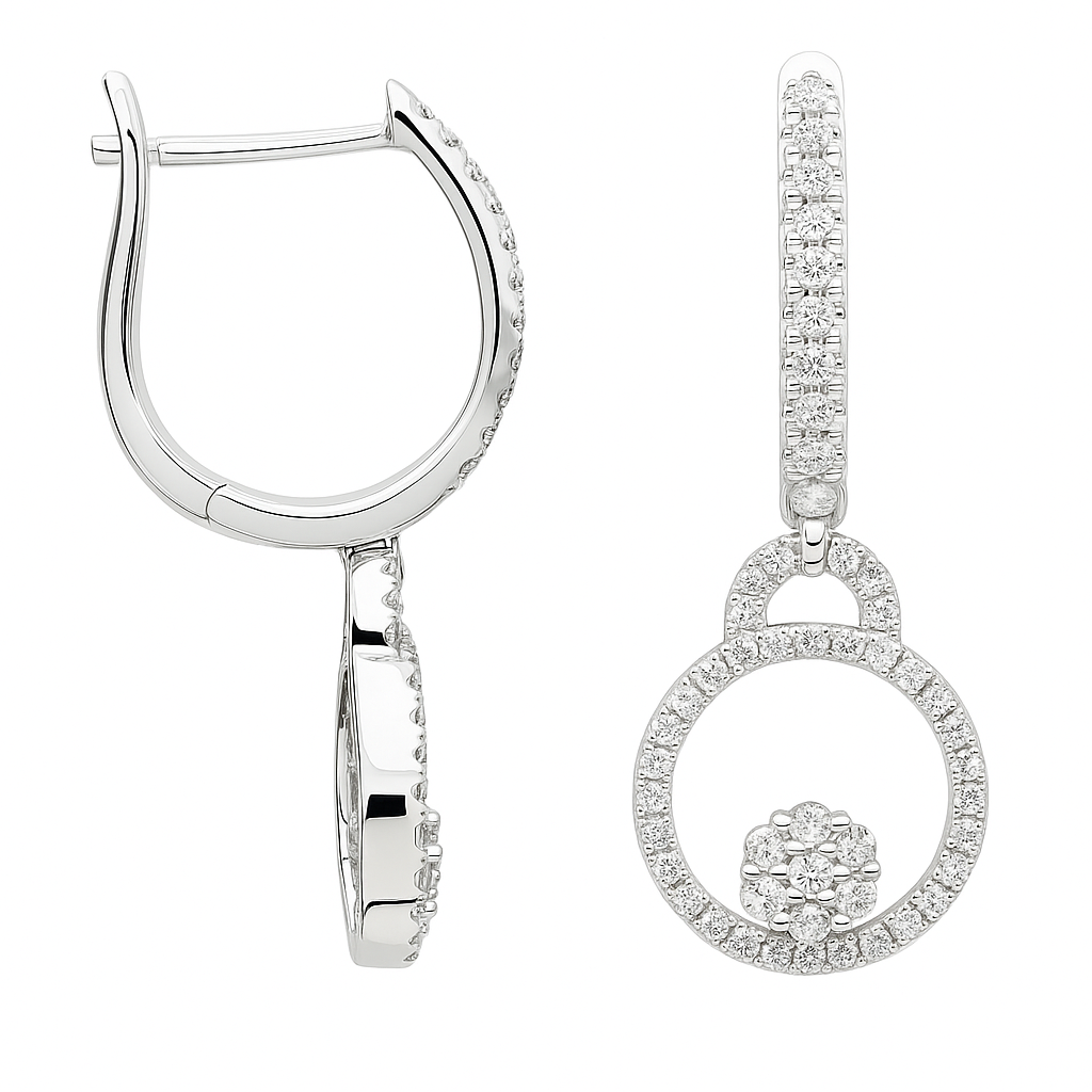18K White Gold Hanging Earrings, 0.47ct
