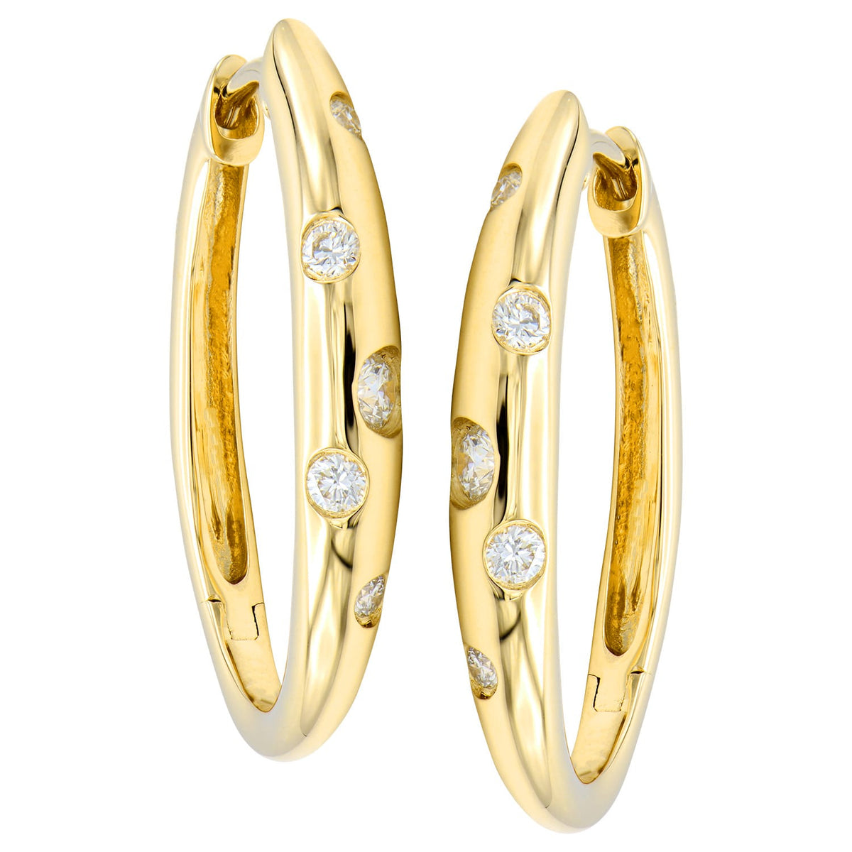 14K Yellow Gold Diamond Scatter Hoop, 0.18ct