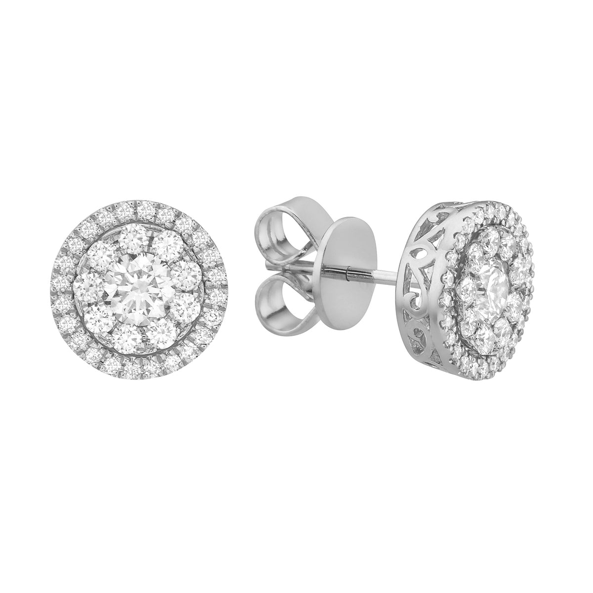 14K White Gold Diamond Cluster Stud with Removable Halo - Small, 0.58ct