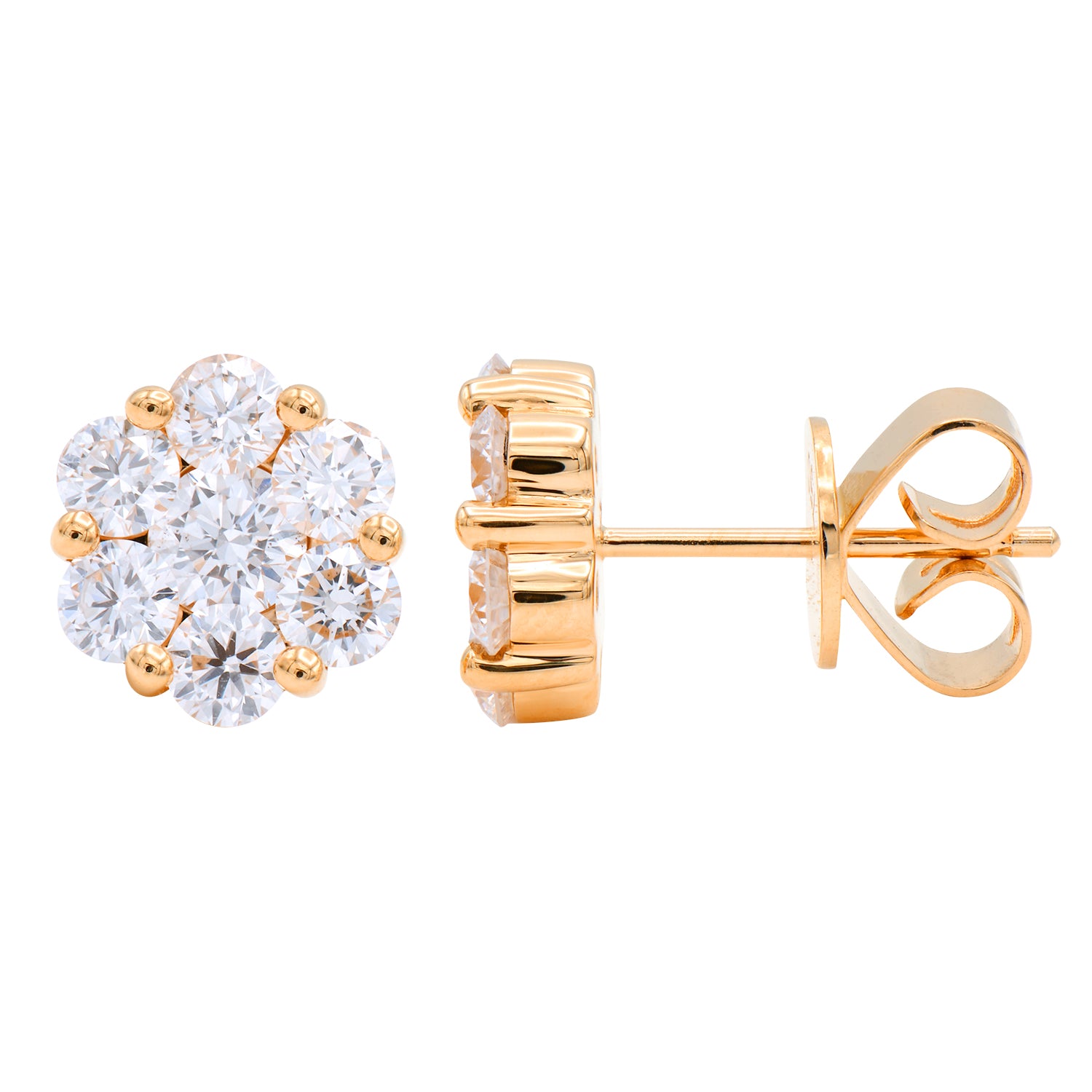 18K Rose Gold Diamond Studs Earrings, 1ct