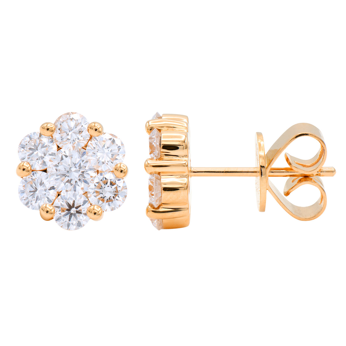 18K Rose Gold Diamond Studs Earrings, 0.38ct