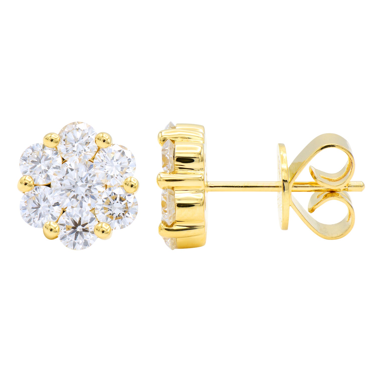 18K Yellow Gold Diamond Studs Earrings, 1ct