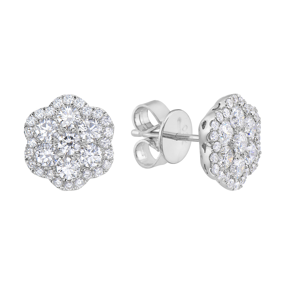 18K White Gold Diamond Stud Earrings, 1.21ct