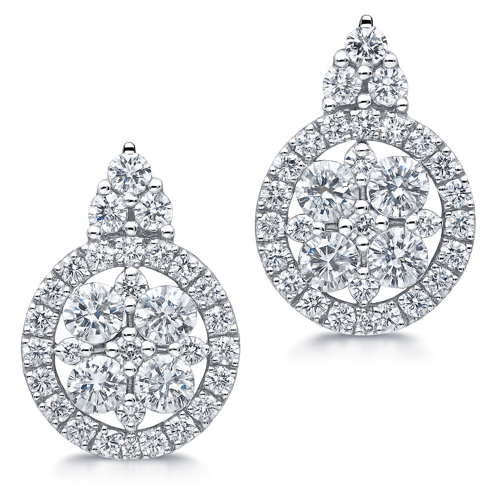 18K White Gold Diamond Stud Earrings, 0.58ct