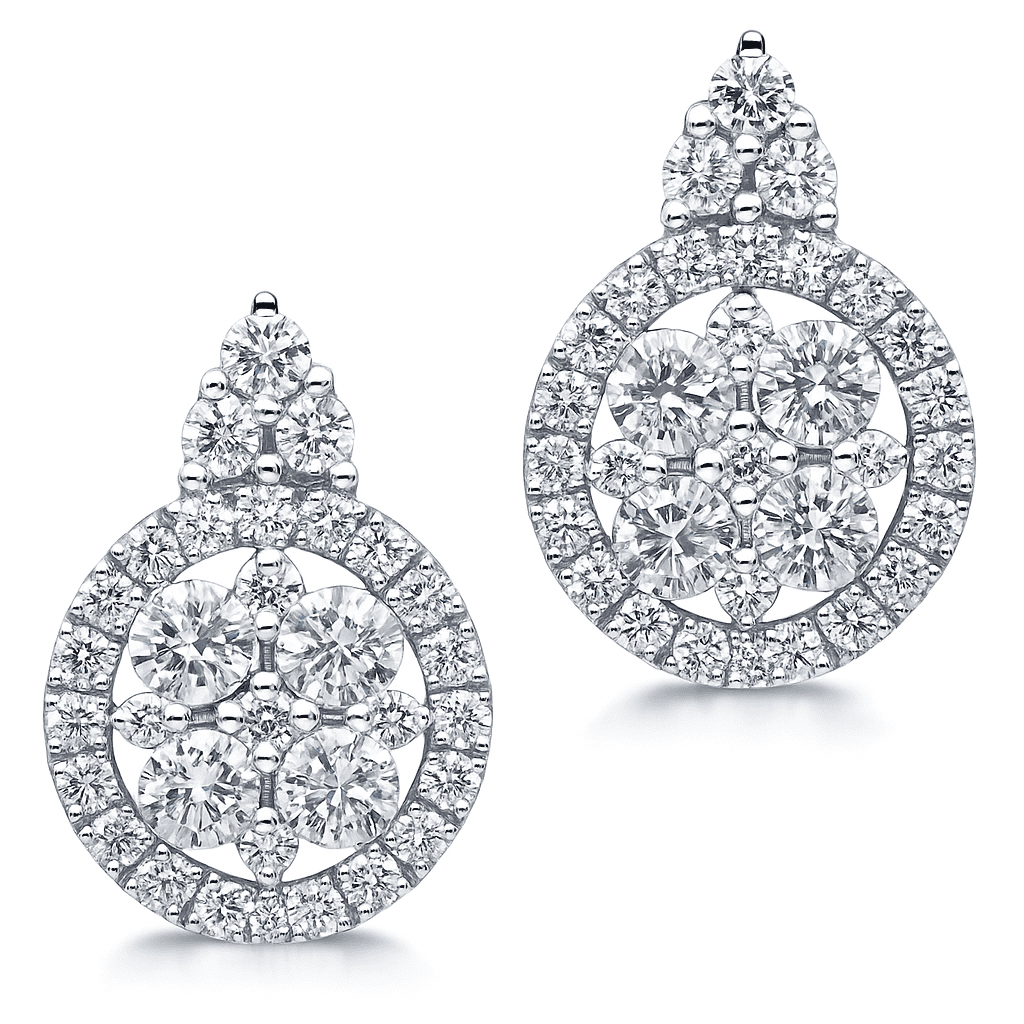 18K White Gold Diamond Stud Earrings, 0.58ct