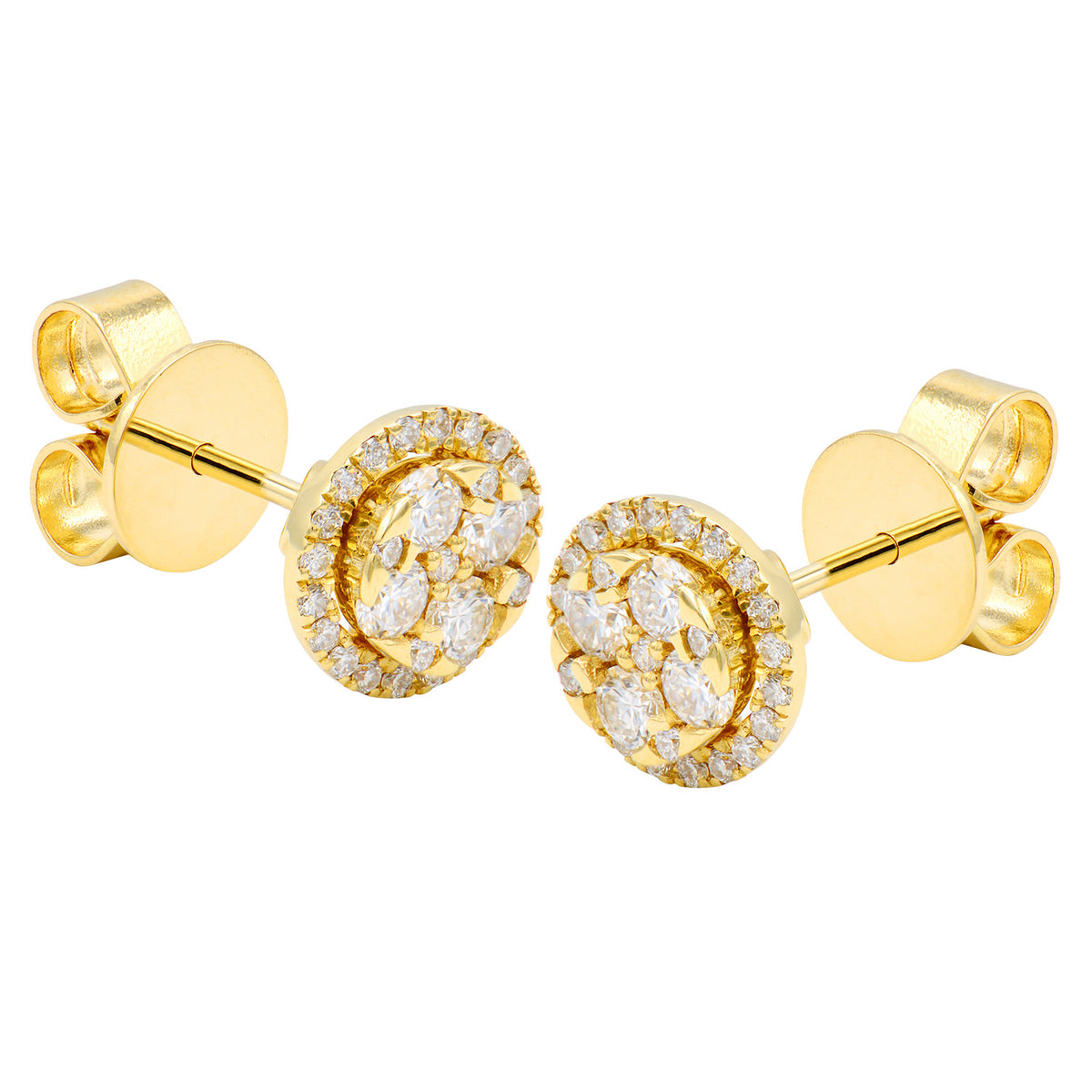 14K White Gold Diamond Cluster Stud, 0.52ct