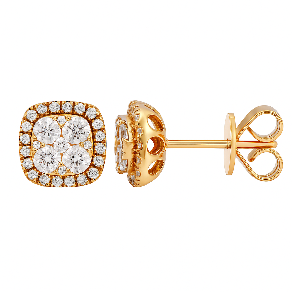 18K Rose Gold Diamond Stud Earrings, 0.71ct