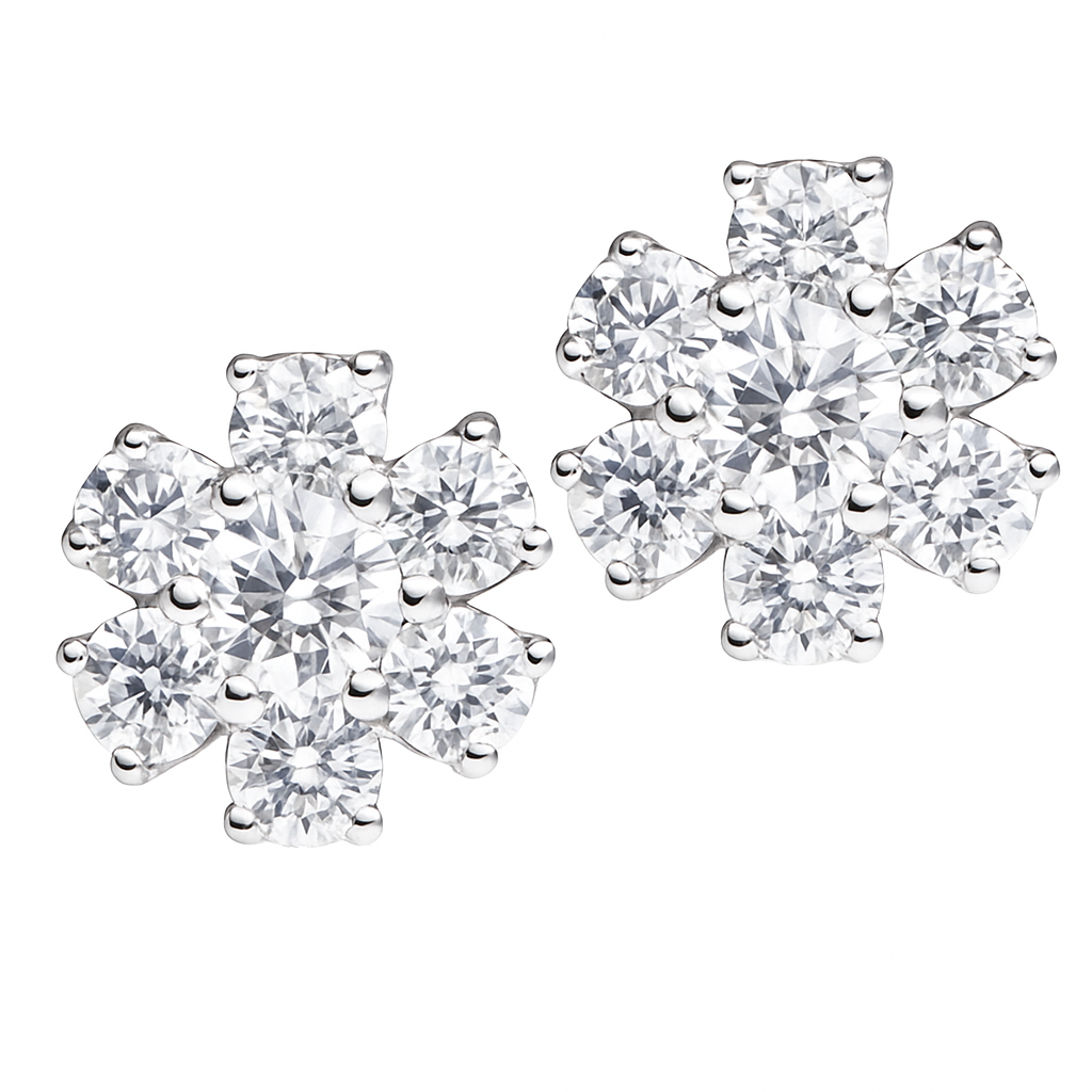 18K White Gold Diamond Stud Earrings, 0.7ct