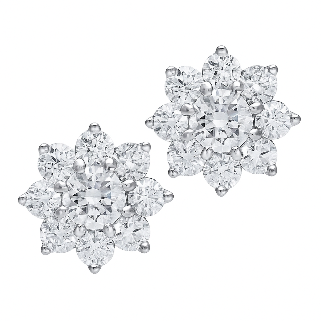 18K White Gold Diamond Stud Earrings, 0.43ct