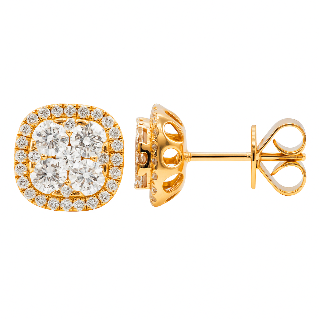 18K Rose Gold Stud Earrings, 1.18ct