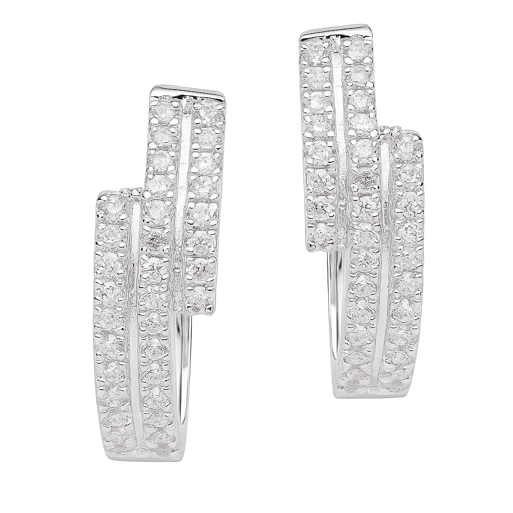 18K White Gold Diamond Huggie Earrings, 0.33ct