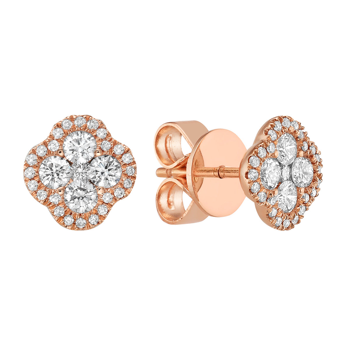 18K Rose Gold Diamond Stud Earrings, 0.46ct