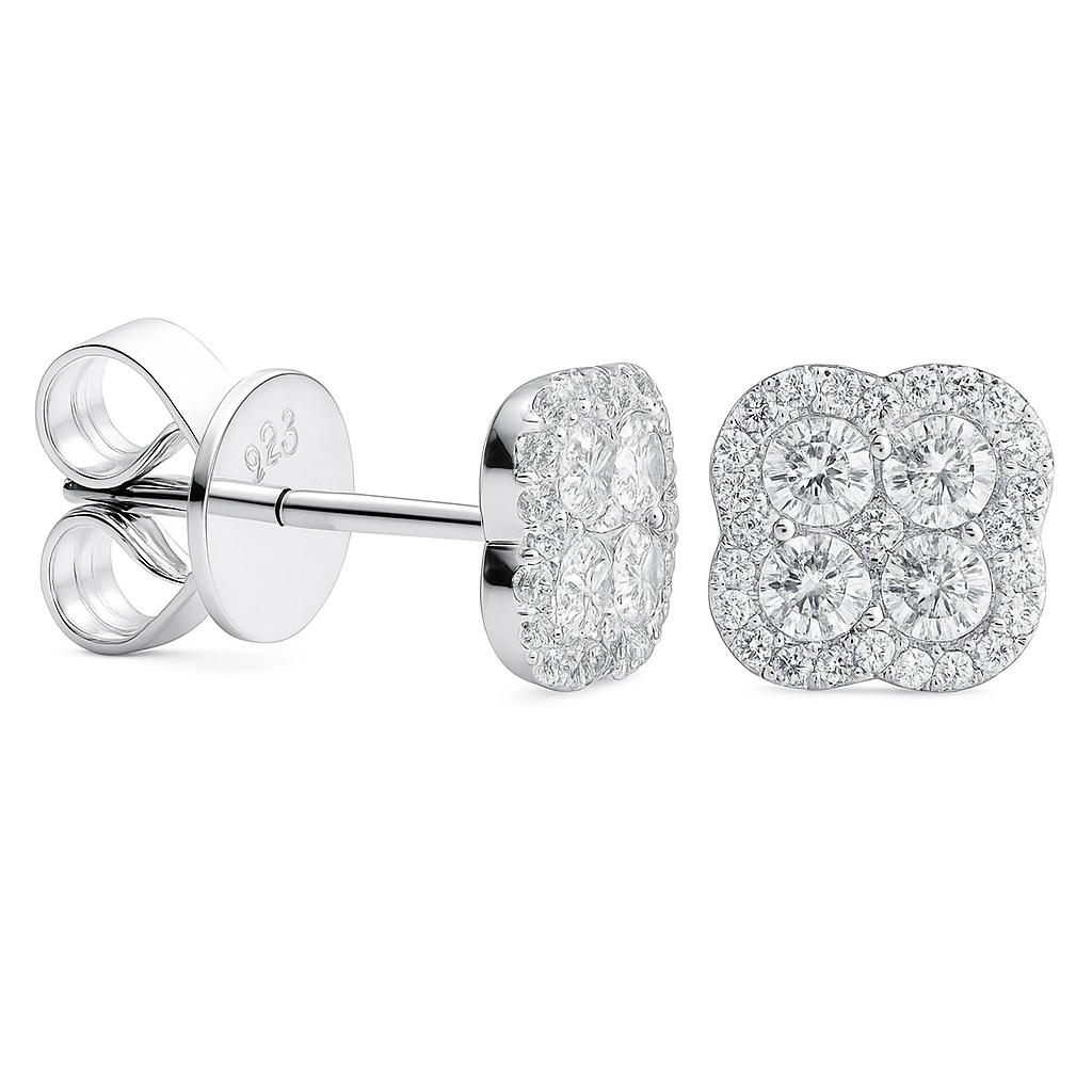 18K White Gold Diamond Stud Earrings, 0.69ct