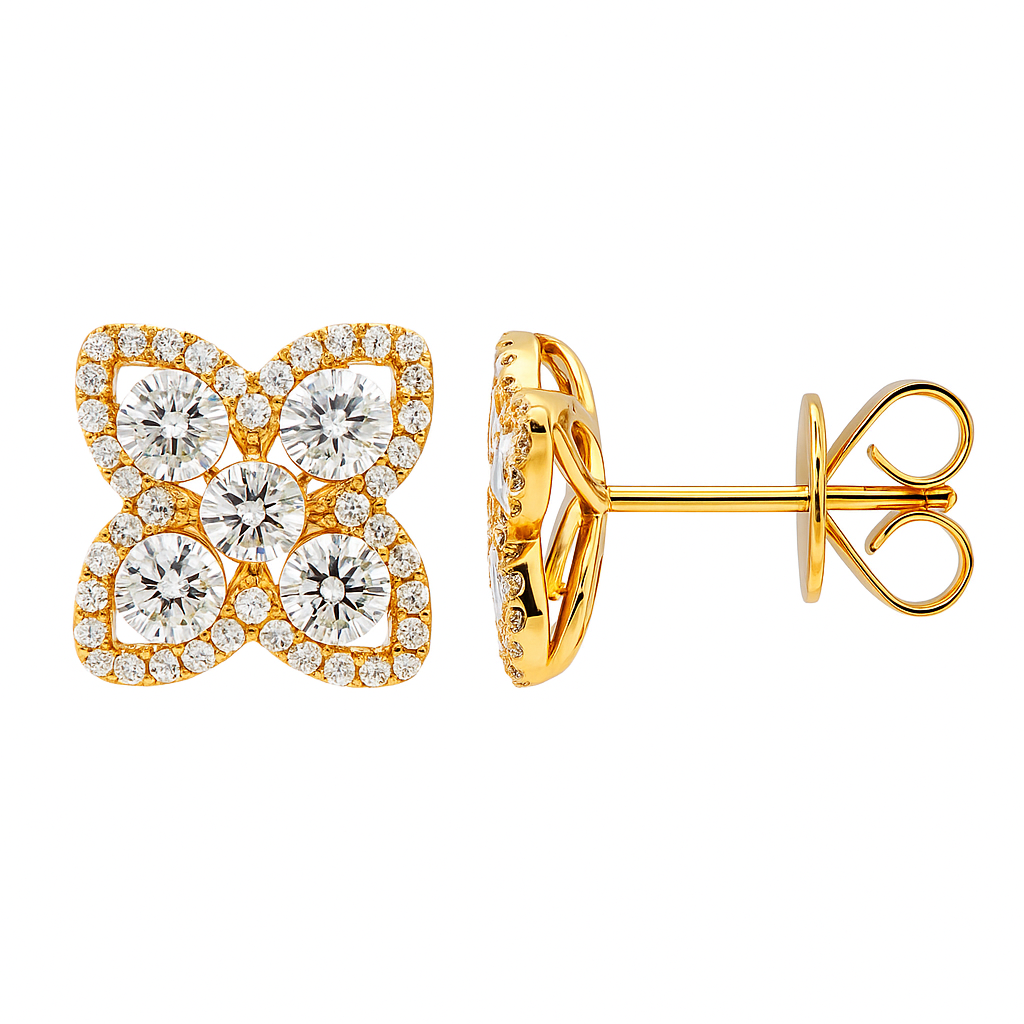 18K Rose Gold Diamond Stud Earrings, 0.91ct