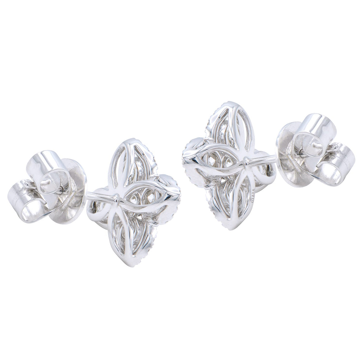 14K White Gold Diamond Open Flower Stud, 0.93ct