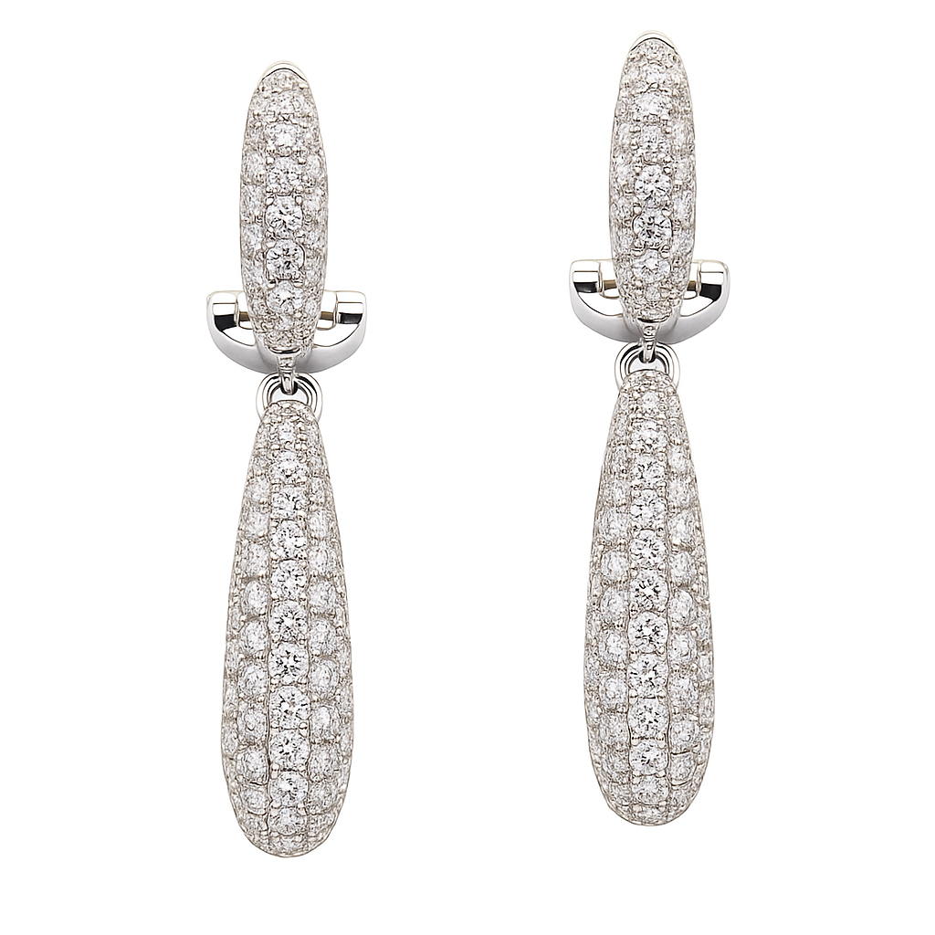 18K White Gold Diamond Hanging Earrings, 2.13ct