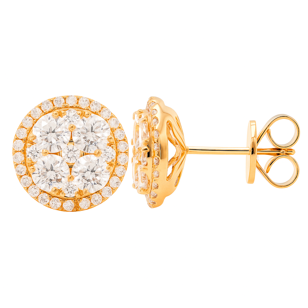 18K White Gold Stud Earrings, 1.91ct