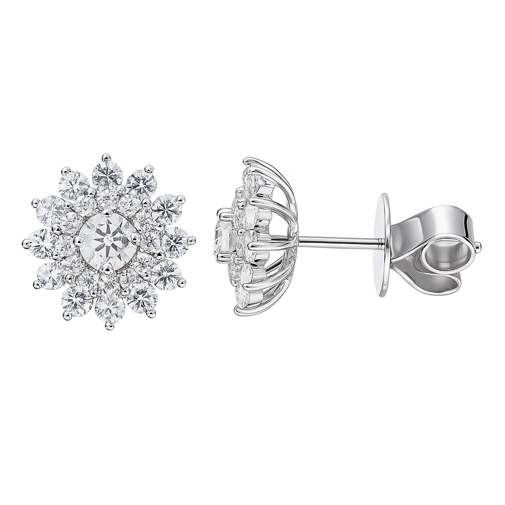 18K White Gold Diamond Stud Earrings, 0.83ct