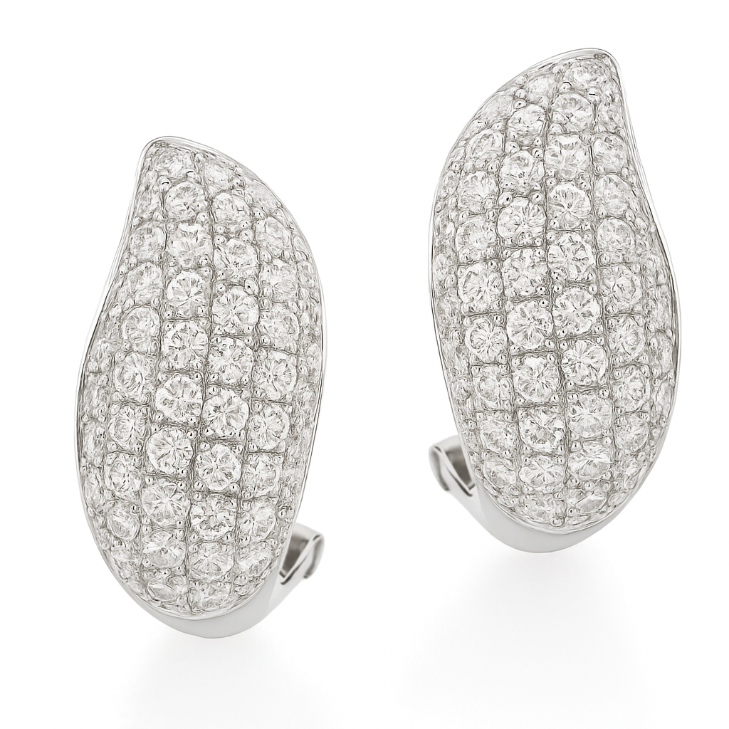 18K White Gold Diamond Huggie Earrings, 0.77ct