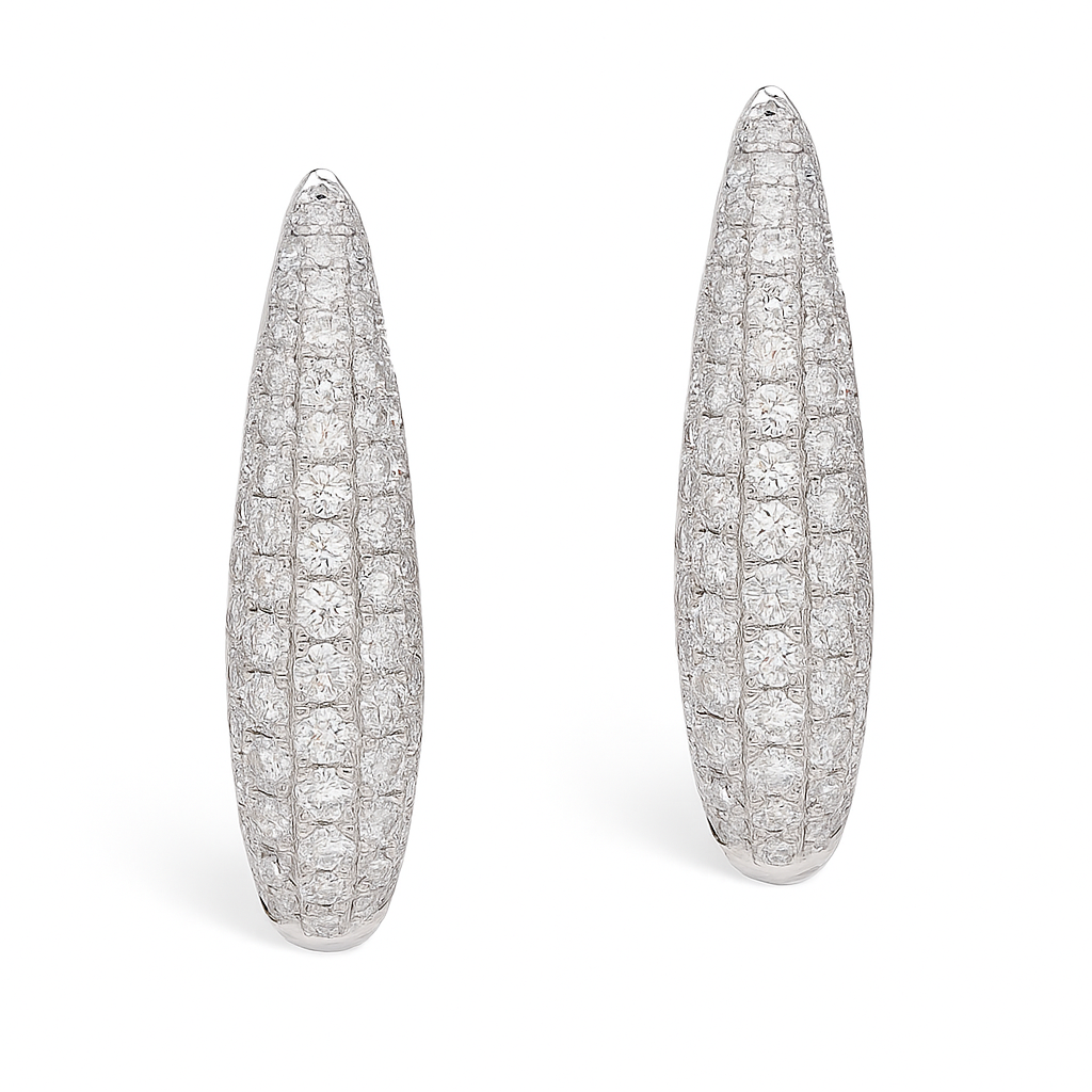 18K White Gold Diamond Huggie Earrings, 0.64ct