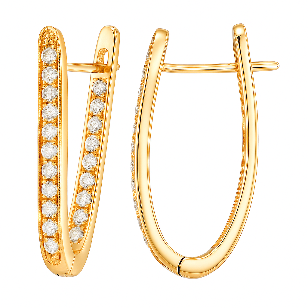 18K Rose Gold Diamond Huggie Earrings, 0.64ct