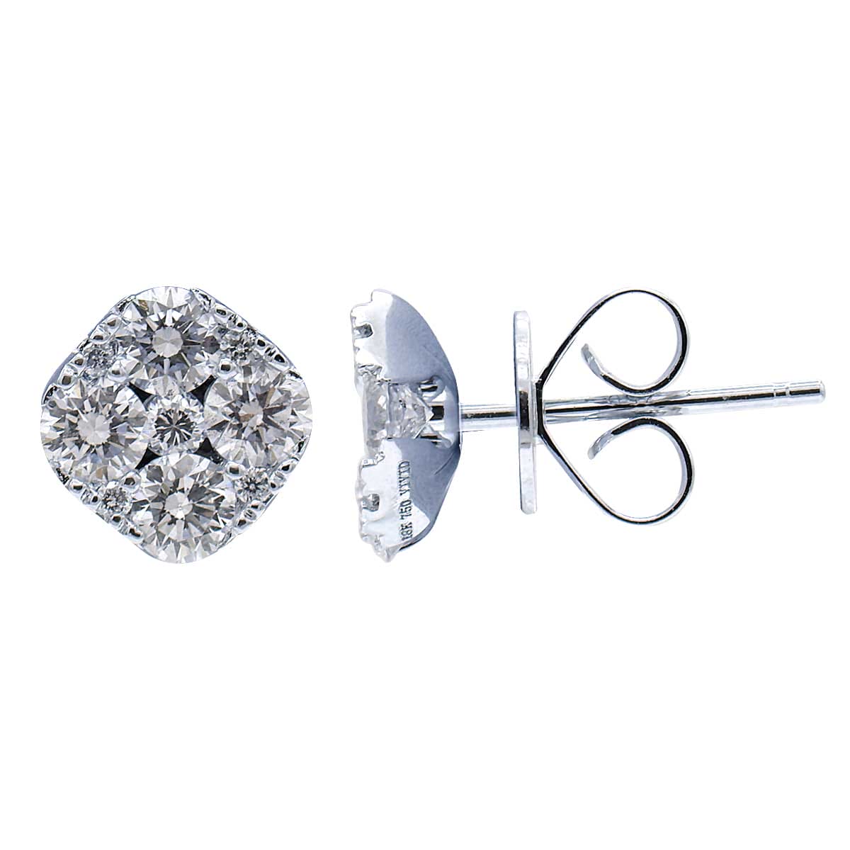 18K White Gold Diamond Stud Earrings, 1.08ct