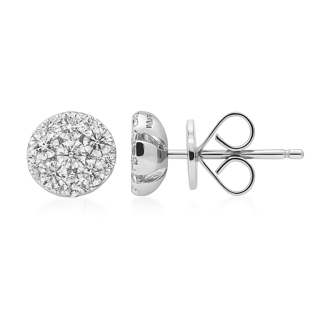 18K White Gold Diamond Stud Earrings, 1.23ct