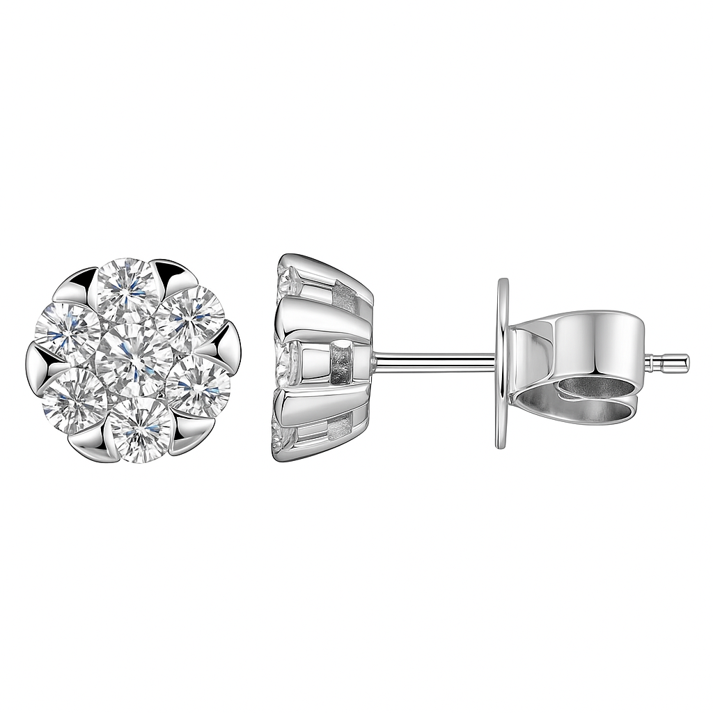 18K White Gold Diamond Stud Earrings, 0.66ct