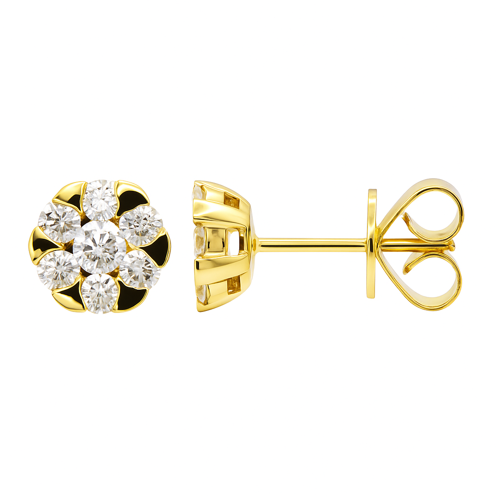 18K Yellow Gold Diamond Stud Earrings, 0.66ct